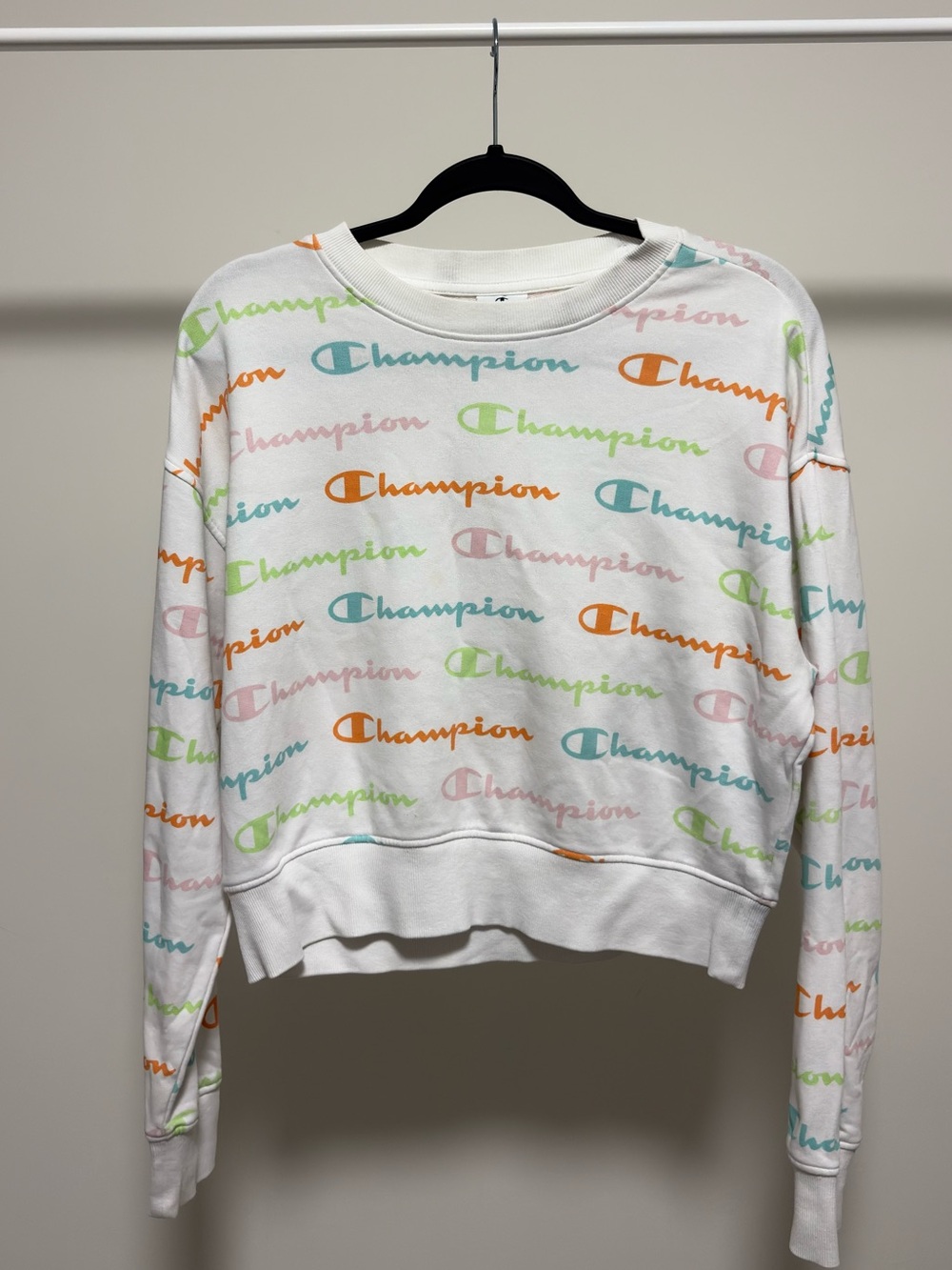 Champion Women's Seasonal All-Over Print Crewneck Crop Sweatshirt